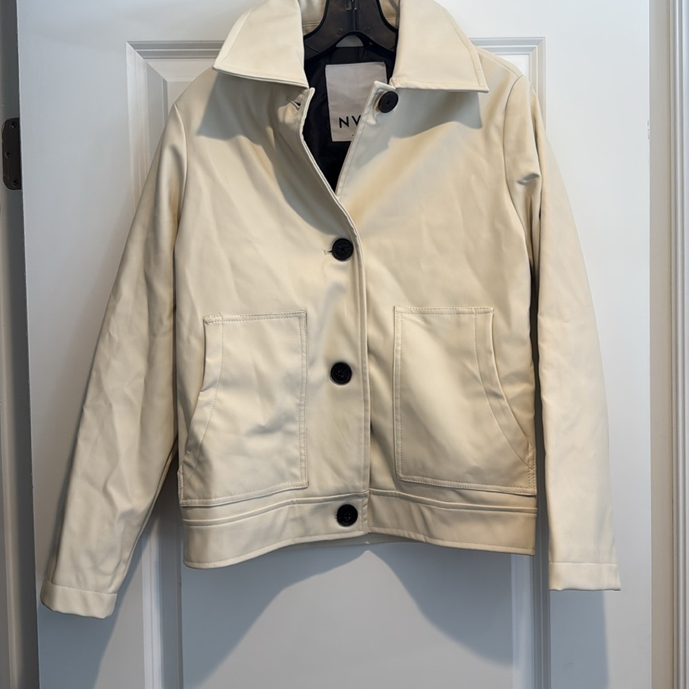 $185 NVLT Women's Faux Vegan Leather Button Opened Jacket Sz XS